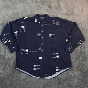 Vintage Ralph Lauren Chaps Shirt Mens Large Blue Preppy Crew Paddles AOP‎